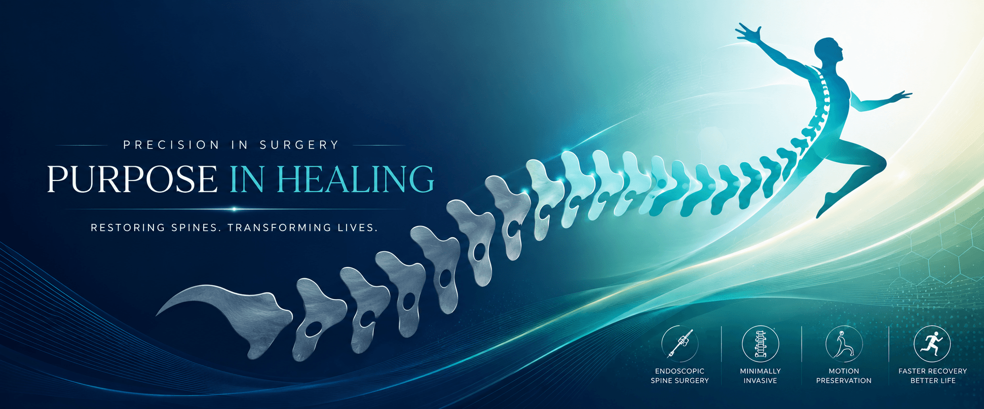 Precision in surgery, purpose in healing — endoscopic spine surgery, minimally invasive, motion preservation, faster recovery.